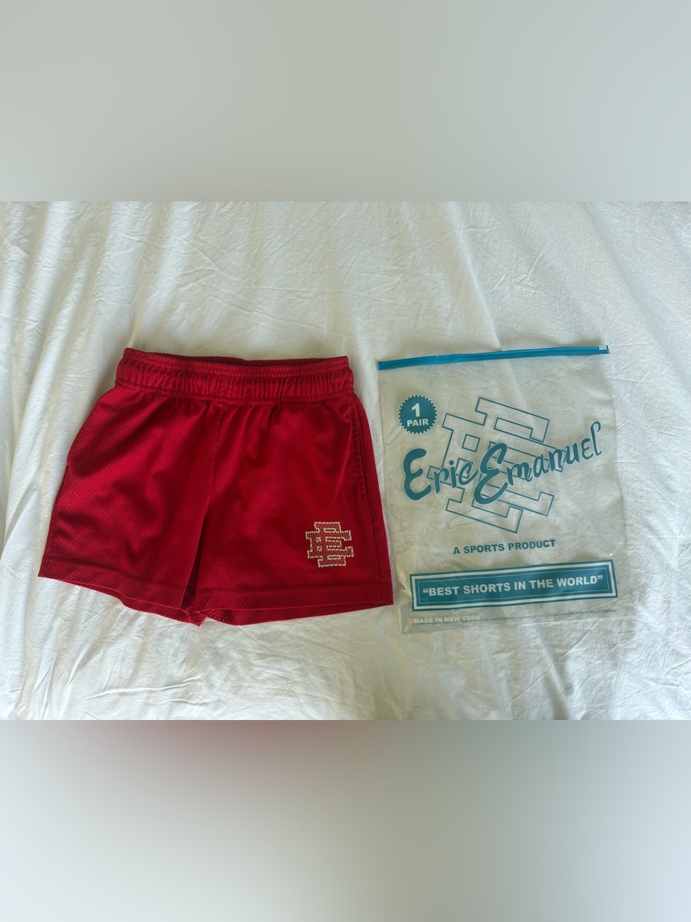 Rare Eric Emanuel Basic Mesh Kids Athletic Shorts Red / Red (Goji Berry Red), L